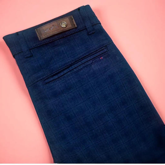 Men's Classic Blue check Formal Cotton Trouser !!! Get Free Premium Wrist watch with this product!!!