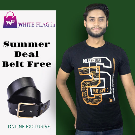 Trendy Black T-shirt & Free Premium Belt