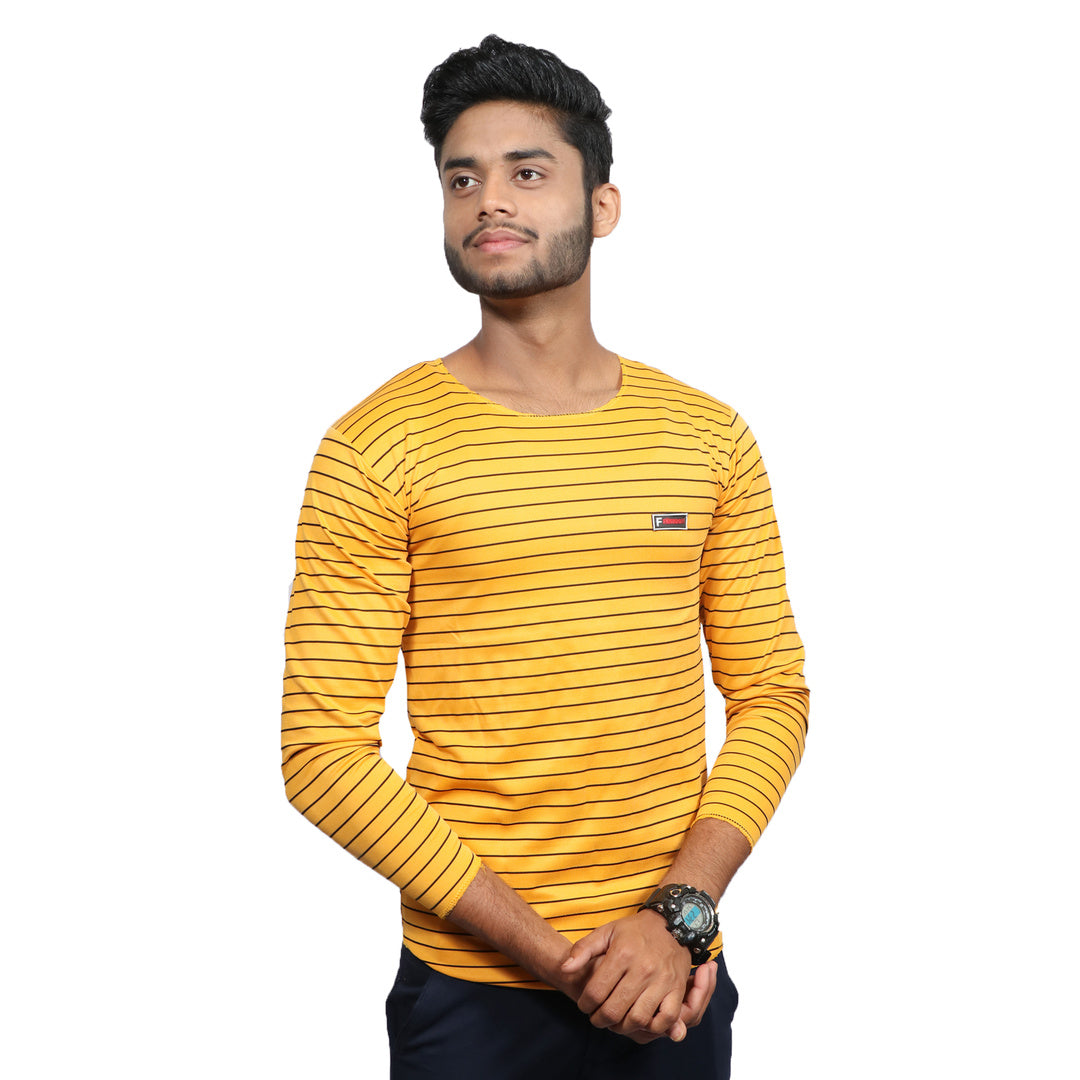 Yellow Line Full Sleeve casual T-Shirt