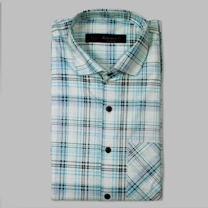 Sky Blue checks Formal cotton shirt WF99