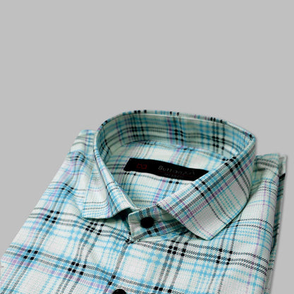 Sky Blue checks Formal cotton shirt WF99