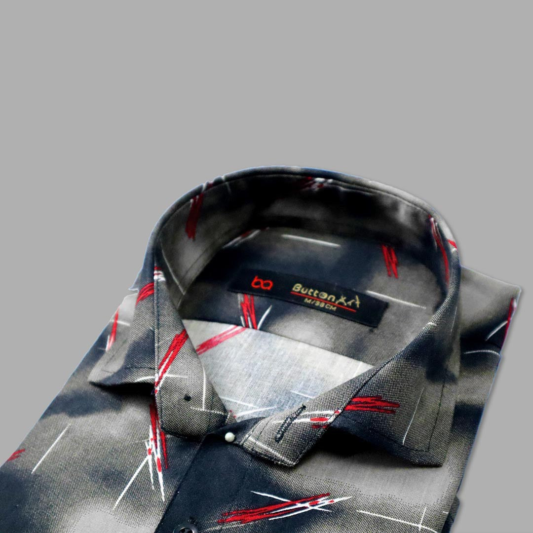 Carbon Gray Formal Printed Shirt Get Free Premium Wrist watch with this product