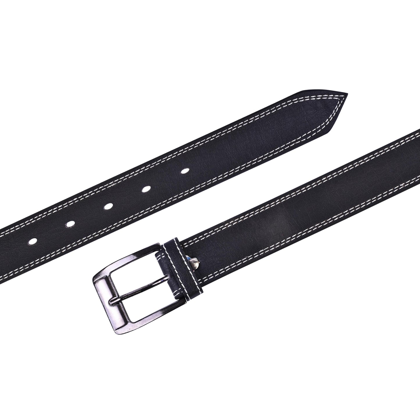Men's Black casual Belt with white stitching