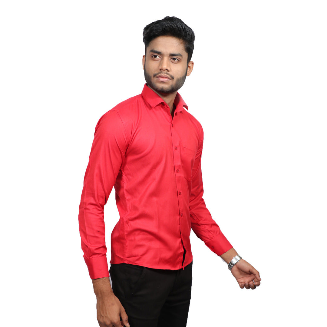 Premium Fit Red Plain Shirt