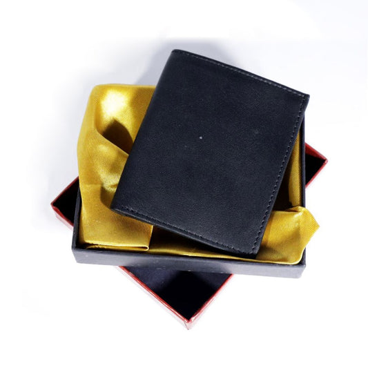 Black genuine leather card holder