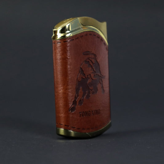 Refillable Windproof Brown Leather Finish Eagle Embossed Lighter