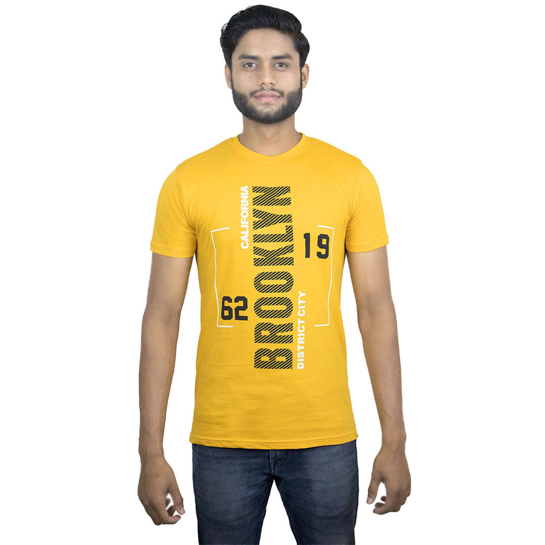 Brooklyn Half sleeve yellow Casual T-Shirt