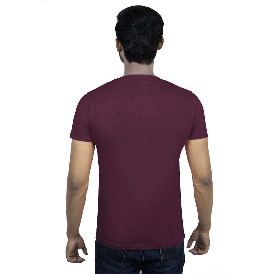 Maroon round neck Casual T-shirt