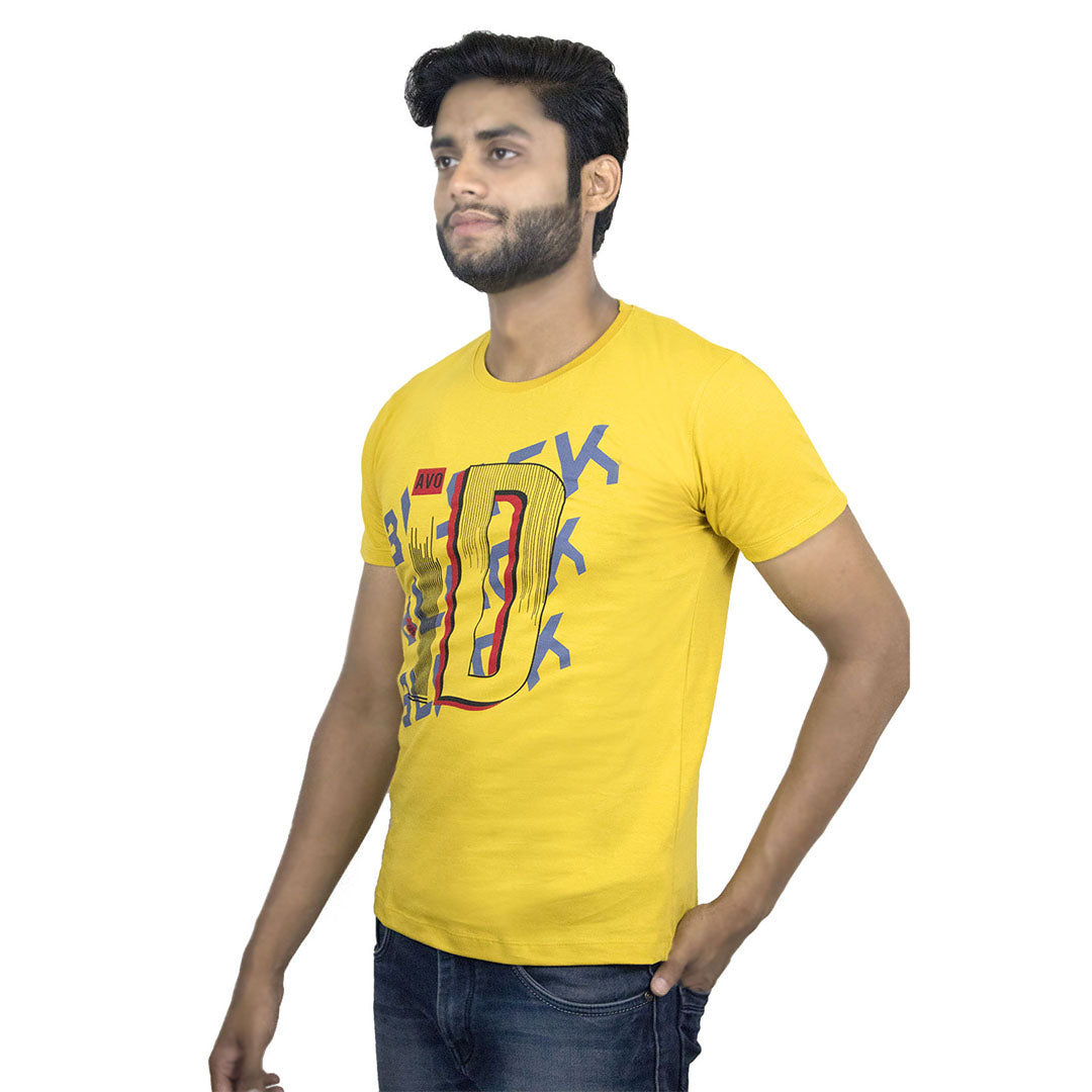Men's Regular Fit Yellow Colour T-Shirt