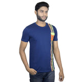 Blue solid and striped t shirt pure cotton t shirt for men's