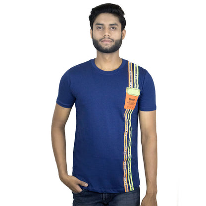 Blue solid and striped t shirt pure cotton t shirt for men's