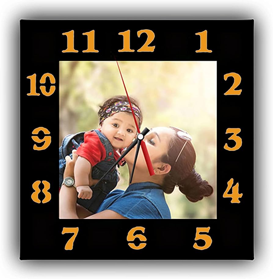 Sublimation Blank Clock Glass Photo Frame 7.8" x 7.8" Picture Framed Wall Decor