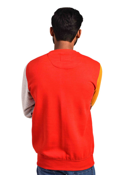 Red  multi-pocket full sleeves casual sweatshirt