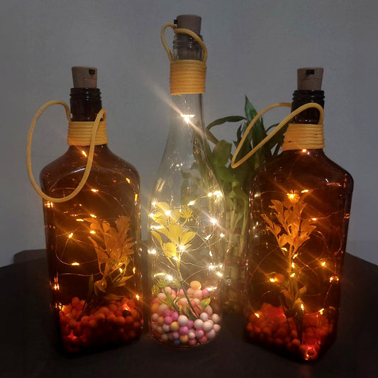 3 Wine Bottle LED Fairy 1.6 Meter Lights with Artificial Cork for Diwali Christmas, Rakhi, Parties, Indoor, Outdoor,Festival Decoration Usage