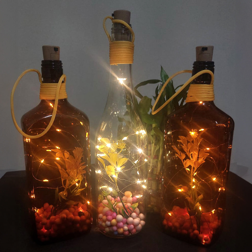 3 Wine Bottle LED Fairy 1.6 Meter Lights with Artificial Cork for Diwali Christmas, Rakhi, Parties, Indoor, Outdoor,Festival Decoration Usage