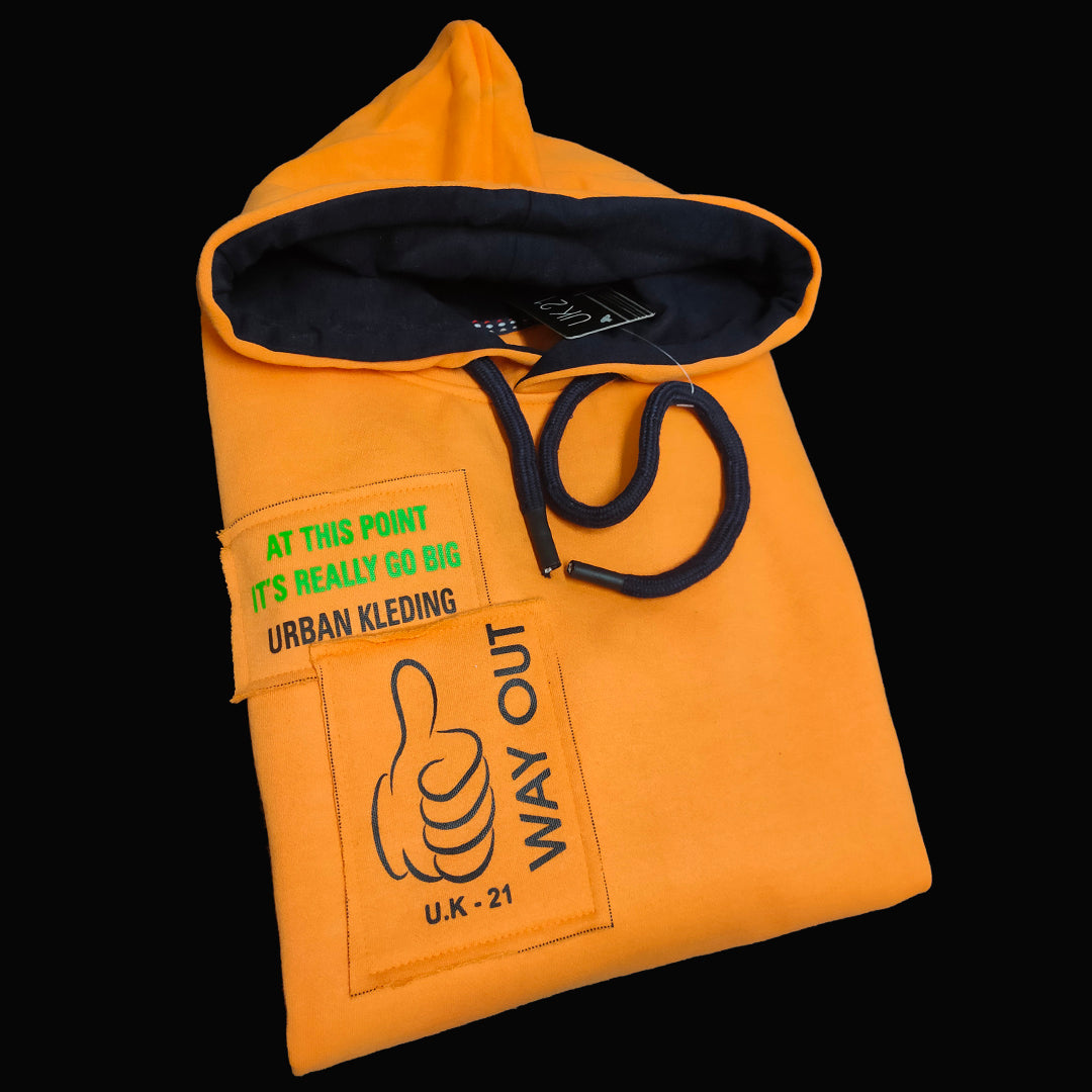 Way out  Casual Hoodies Orange for Men's