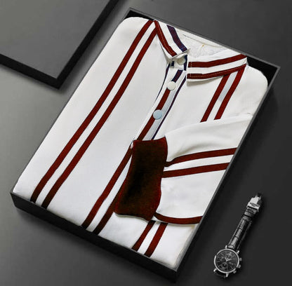 Maroon Strip Classic High quality Premium Fabric sweatshirt WF