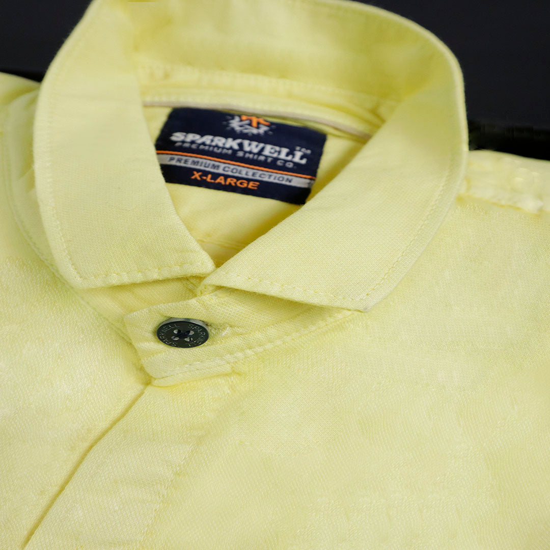 Men's Premium formal yellow shirt with free wrist watch