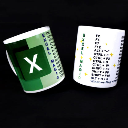 WF Excel Printed Ceramic Drinking Tea Coffee Cup, Excel short cuts Printed Coffee Mugs