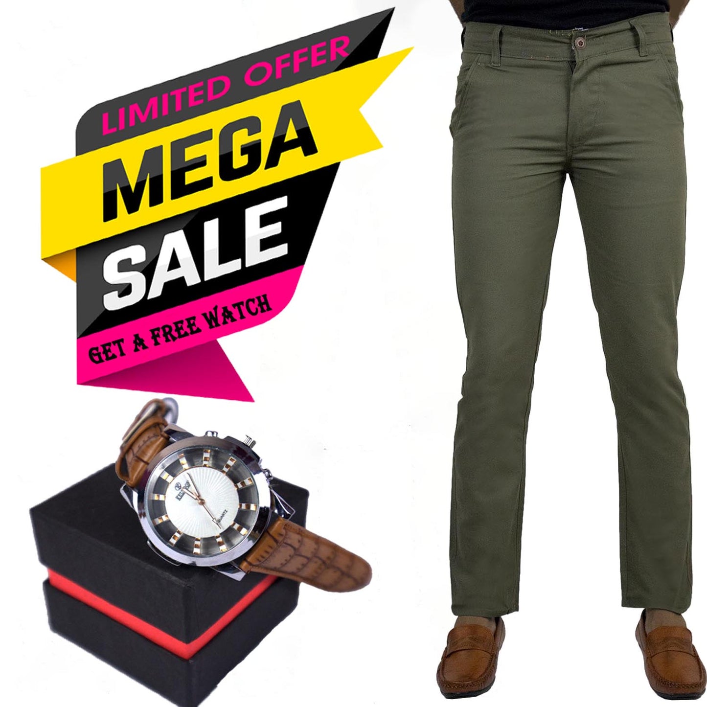 Men's Everyday Cotton Trouser WFC2 !!!! Get Free Premium Wrist watch with this product !!!