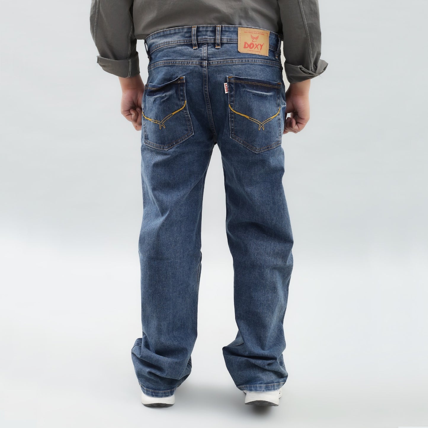 ZAPPY MID BLUE BASIC BAGGY JEANS 6004